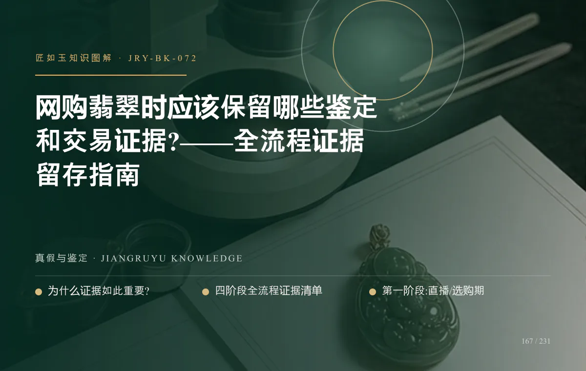 网购翡翠时应该保留哪些鉴定和交易证据?——全流程证据留存指南知识图解
